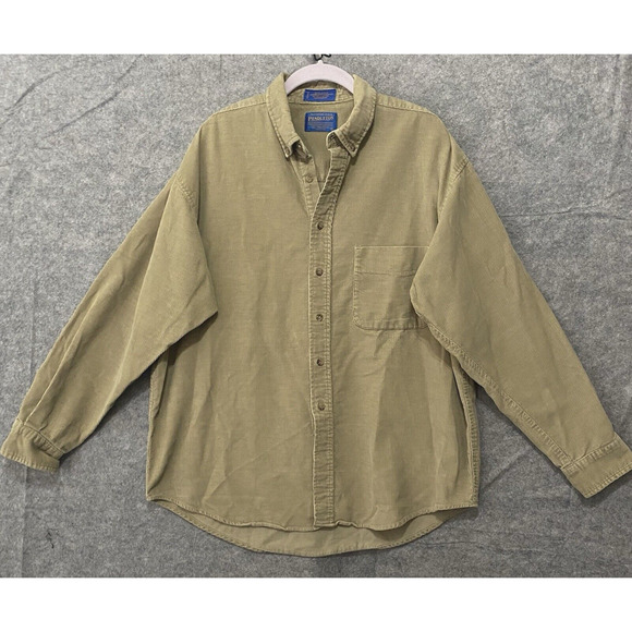 Pendleton Other - Pendleton Corduroy Button Up Shirt Mens Sz L Brown Elbow Pads Pocket